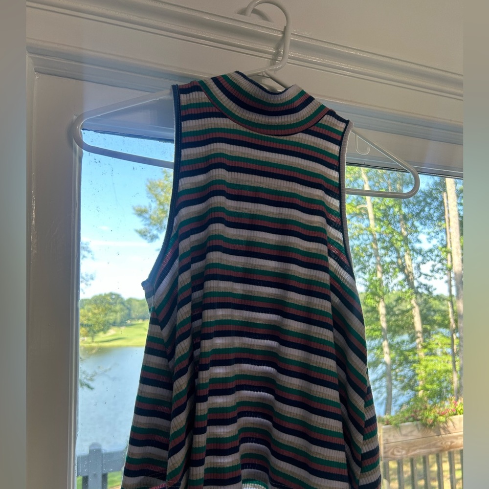 High neck tank top, striped